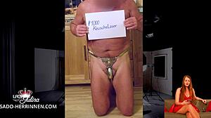 German Crossdressing Competition Features BDSM Losers in Skirts, Pantyhose, and Nylon Shoes Presentation Video 1