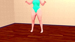 Curvy Animation Girl Kyo Dances Plump Moves in Japanese Anime Style