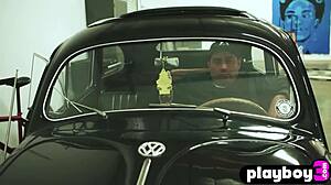 Brunette Alexandra Tyler shows off perfect boobs outdoors