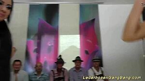 German lederhosen party turns into bukkake orgy