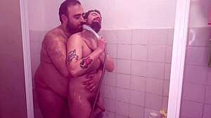 Fucking bareback in the shower with my buddy, just a quick tease
