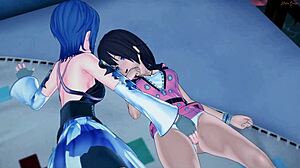 aqua and kiari explore wet pussies in steamy hentai scene