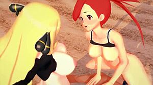 Pokemon threesome with Flannery and Cynthia, oops!