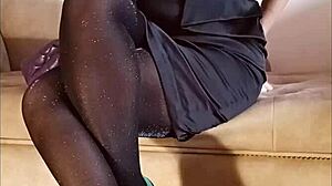 watch her pee in shiny pantyhose for free in wild solo action.