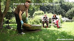 Submissive gardner, ugh, handled rough by two sadistic bitches, ya know!