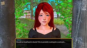 This hentai game features a redhead with big ass and small tits in family fun