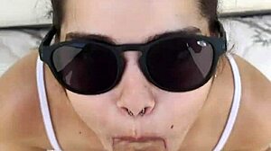 debora gives deepthroat blowjob and fucks doggy outdoors