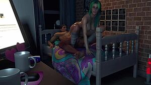 Cam Girl Enjoys Reverse Cowgirl Anal in 3D Off-Time