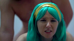 Blue-Eyed Wife Gets Her Huge Pussy Creamed by Husband on Bed