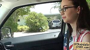 Teen Stranded Tali Dava Sucks Cock for Outdoor Ride Home POV