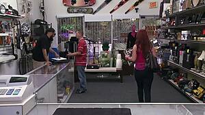 european slut sucking big cock then doggystyle in shop 😏