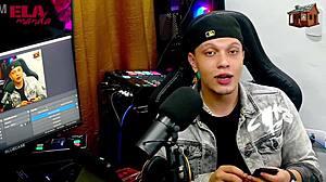 Gih Spanic Bends Ruiva Cavala Over Podcast Table to Show Off Pink Cuzinho - Wild Display!