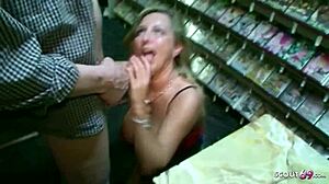 german milf jenny bangs two strangers in public video store