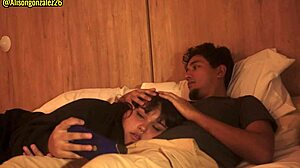 Watching a movie with my stepbrother turns into an unexpected wild moment.