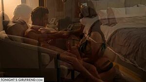 Wow! Becky Bandini bathes for client in naughty girlfriend scene!