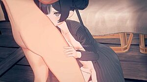 ryuuka kisaki from blue archive performs blowjob in hentai anime