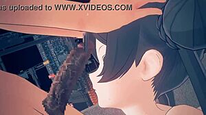 ryuuka kisaki from blue archive performs blowjob in hentai anime