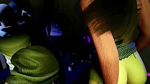 Lustful student with big tits bends over for monster cock at the club in 3d animation