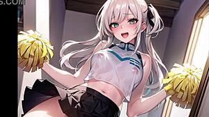 Hot Anime Cheerleader in See-Through Outfit Masturbates with ASMR Sound. Pussy Play for Motivation!