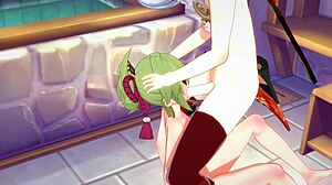 Kazuha and kuki shinobu engage in suggestive hardsex with blowjob and cum in genshin impact hentai