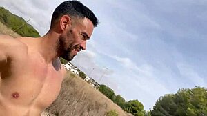 big cock stud cums hard on public trail outdoors