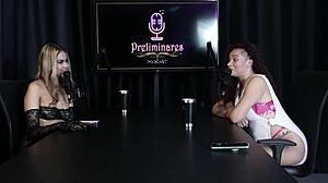 Blonde safada shows eager blowjob, strips presenter, admits wanting to fuck her husband 😈