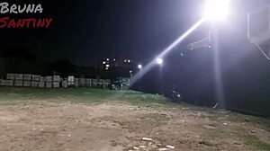 Bruna performs blowjob on monster cock in club parking lot