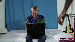 Stepson Enjoys Ink Stepmom And Stripper In Oral Threesome