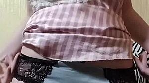 elza kom sniffs panties and fucks pussy in pants fetish style