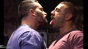 gay spit kiss with passionate spitting