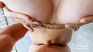 Step mom aids step son to finish fast in her panties.