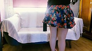 degenerate voyeur guy touches lady and asks her to strip