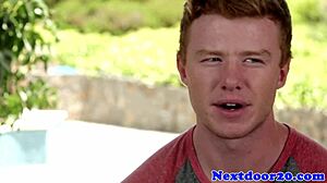 Muscular Redhead Gay Hunk Jerking Off His Big Cock