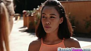 petite aria and raquel bang hard with their horny neighbor