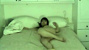 Japanese Girlfriend's Hairy Pussy Masturbation