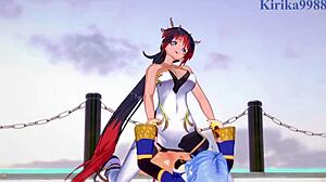 amari aquamarine and kaguya nanbu and suzuka-hime intense lesbian play and futanari sex - super robot wars x endless frontier hentai