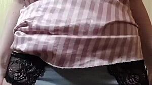 elza kom sniffs panties and fucks pussy in pants fetish style