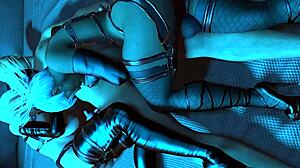 Guy Spooning Two Ladyboys For Blowjob.