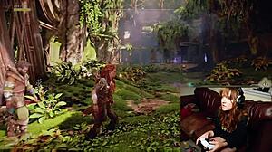 the gamer slut forgets her cam is on while using dildo