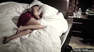 innocent teen babysitter sees boss jerking off