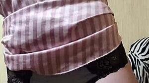 elza kom sniffs panties and fucks pussy in pants fetish style