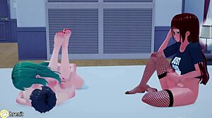 trap girlfriend rides huge cock in wild hentai creampie.