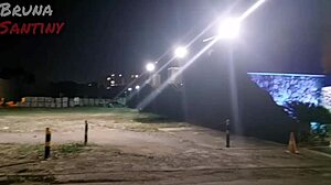 Bruna performs blowjob on monster cock in club parking lot