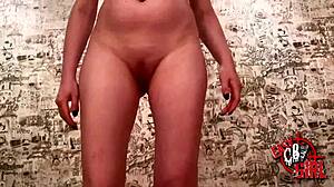 Slutty Blonde Jerks Slave's Cock With Feet