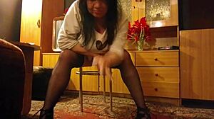 Hot MILF Klaudiaamergirl Masturbates Solo in Lingerie with Natural Tits and Ass