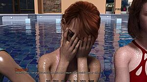 mark's intriguing pool games with stepsister and friends in dorm hentai