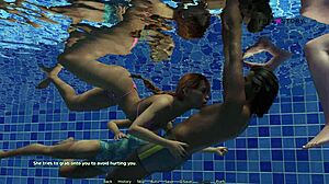 mark's intriguing pool games with stepsister and friends in dorm hentai