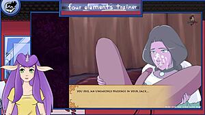 In Avatar, the milfy trainer gives a bonus blowjob to the monster.