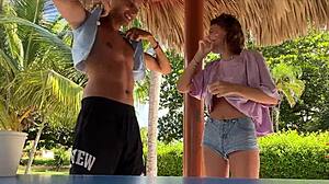 hey, wanna play beer pong strip game with this mini bikini beauty on youtube?