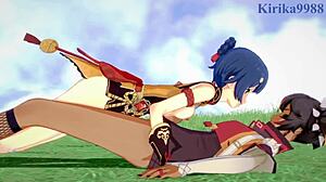 Ganyu, Keqing, Xiangling, Xinyan in Wild Futanari Sex - Genshin Impact Hentai